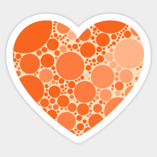 Warm Orange Polka Dots Heart Sticker